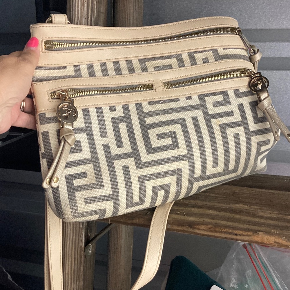 Spartina 449 Beige and Gray Shoulder Bag